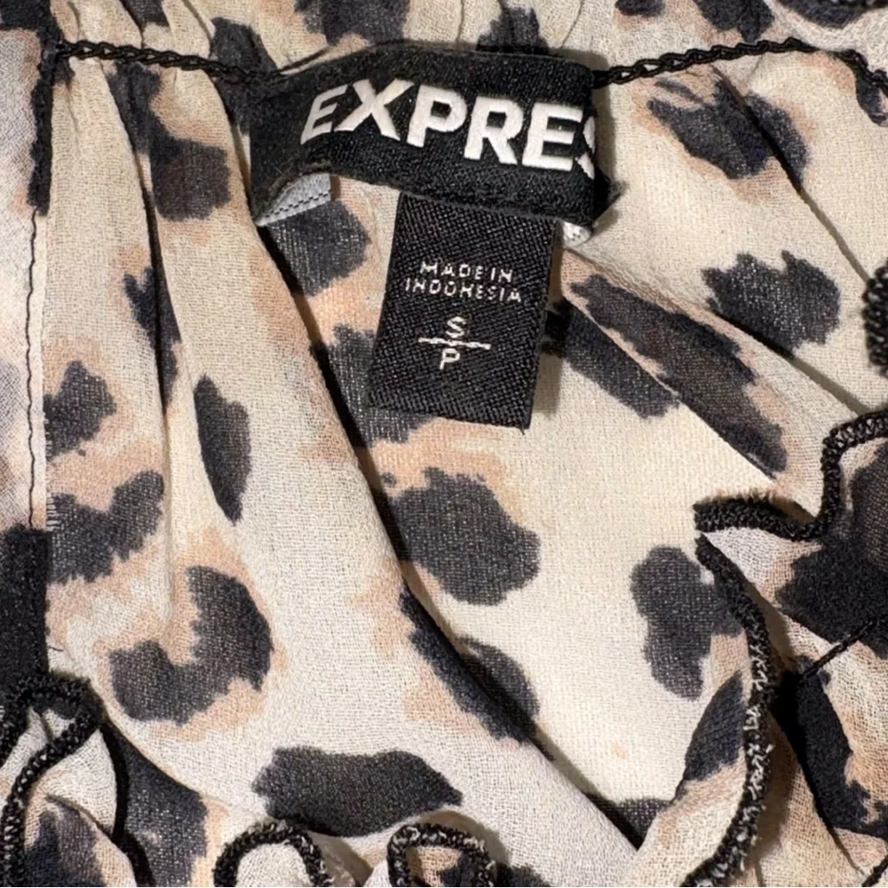 Express Leopard Print Ruffle Neck Blouse – Size Small - Picture 5 of 5